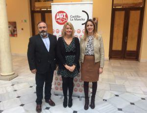 El secretario General regional de UGT, la secretaria Confederal de Empleo y la vicesecretaria regional del PSOE