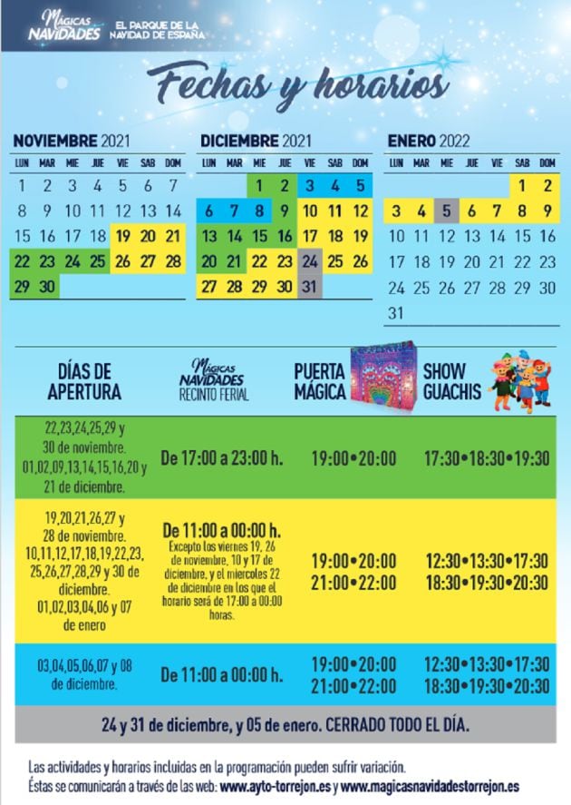 Horarios Parque de la Navidad Torrejón de Ardoz