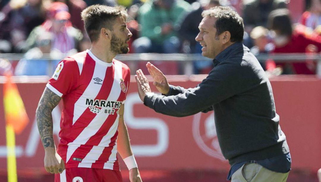 Portu escucha las indicaciones de Eusebio la pasada temporada en el Girona