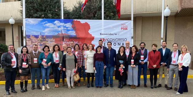 Representantes de la delegación ciudadrealeña del PSOE en el XII Congreso Regional celebrado en Toledo