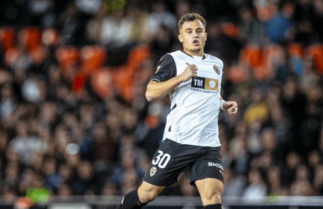 Germán Valera durante un partido con el Valencia esta temporada