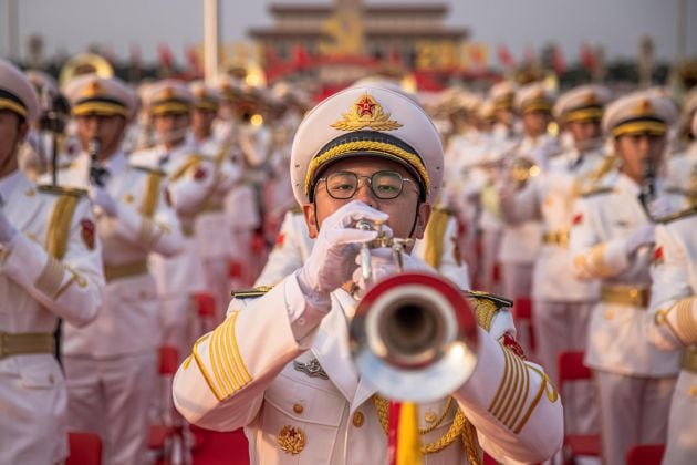 Orquesta militar china en los fastos.