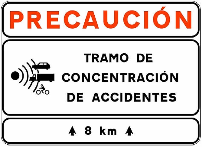 La nueva señal que informará de los tramos de concentración de accidentes