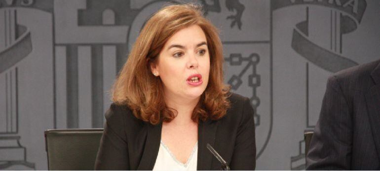 Soraya Sáenz de Santamaría, vicepresidenta del Gobierno en funciones, tras la reunión del Consejo de Ministros.