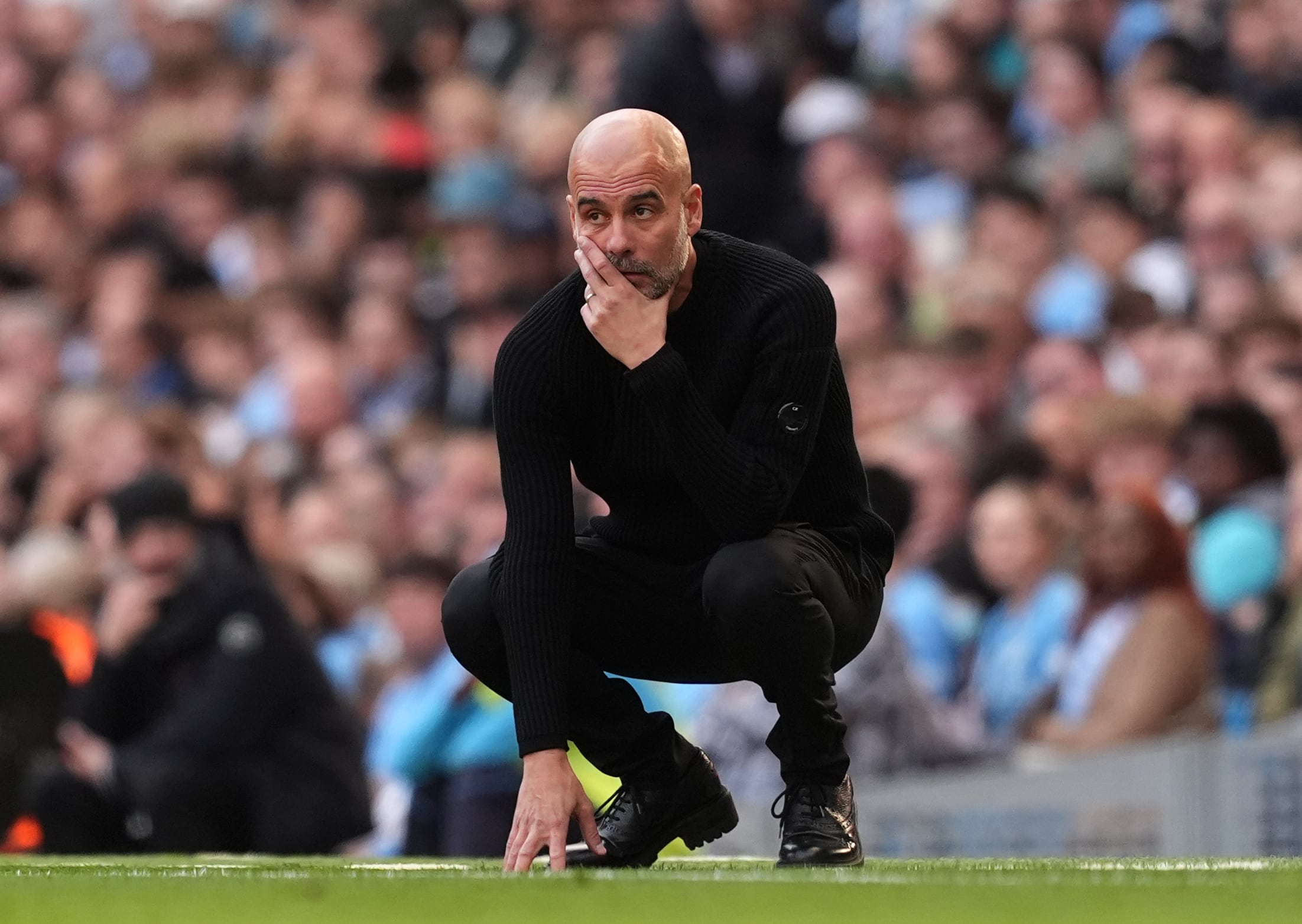 Pep Guardiola, durante el partido de Premier League entre Manchester City y Fulham