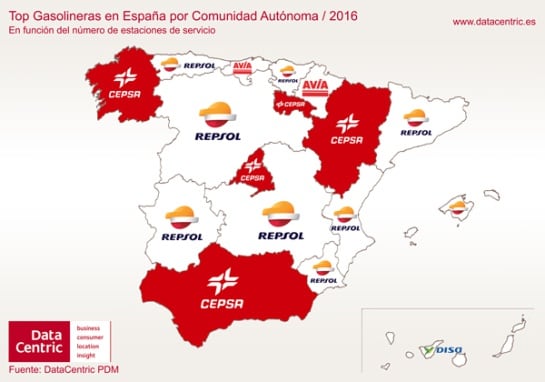 Las petroleras con más gasolineras en cada comunidad.