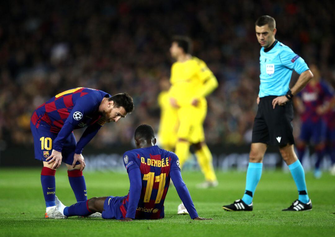 Dembélé, en el partido ante el Borussia Dortmund en el que se lesionó.