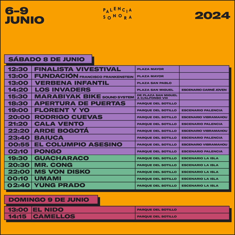 Horarios del Palencia Sonora 2024