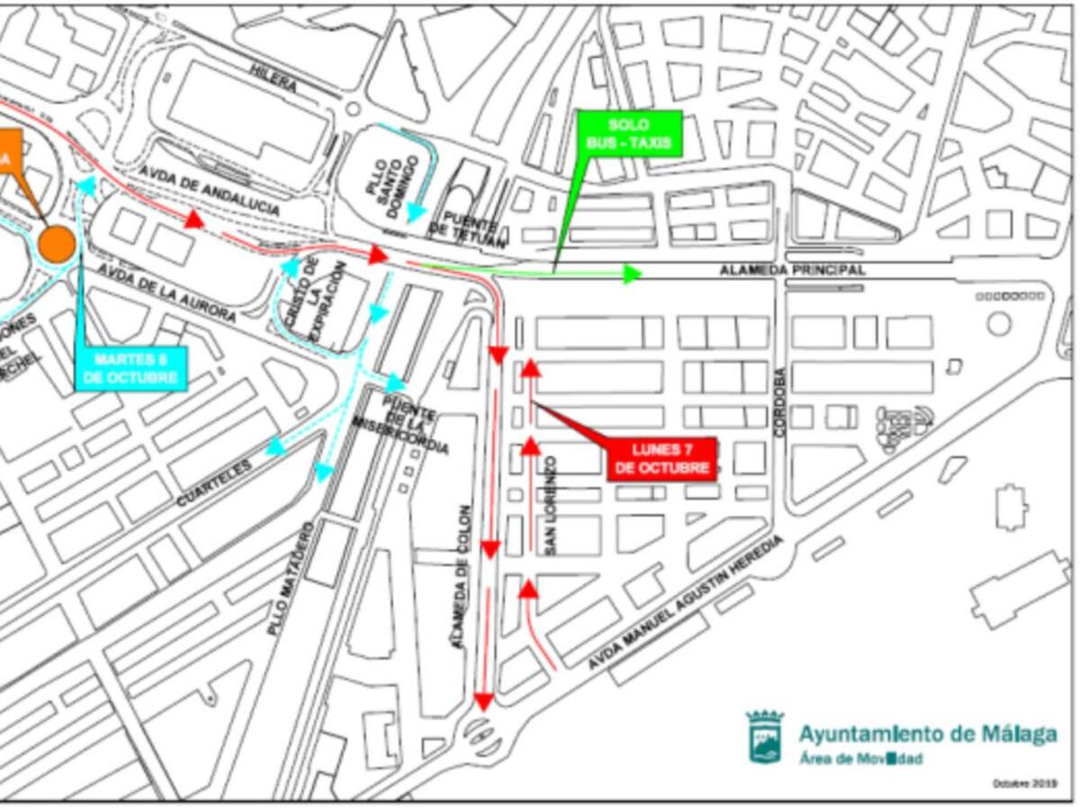 La Alameda de Colón cambia el sentido de la circulación a partir de este lunes