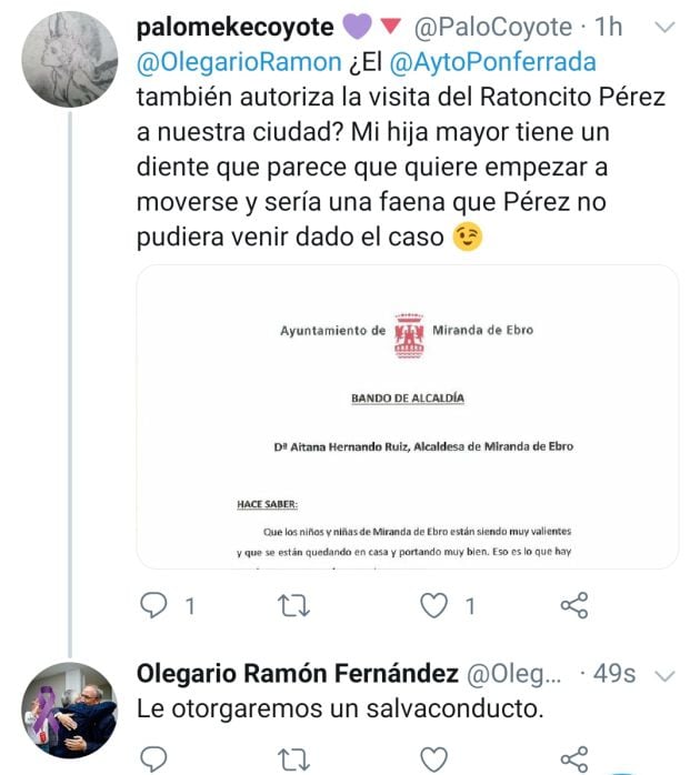 Tuit de una madre y respuesta del alcalde