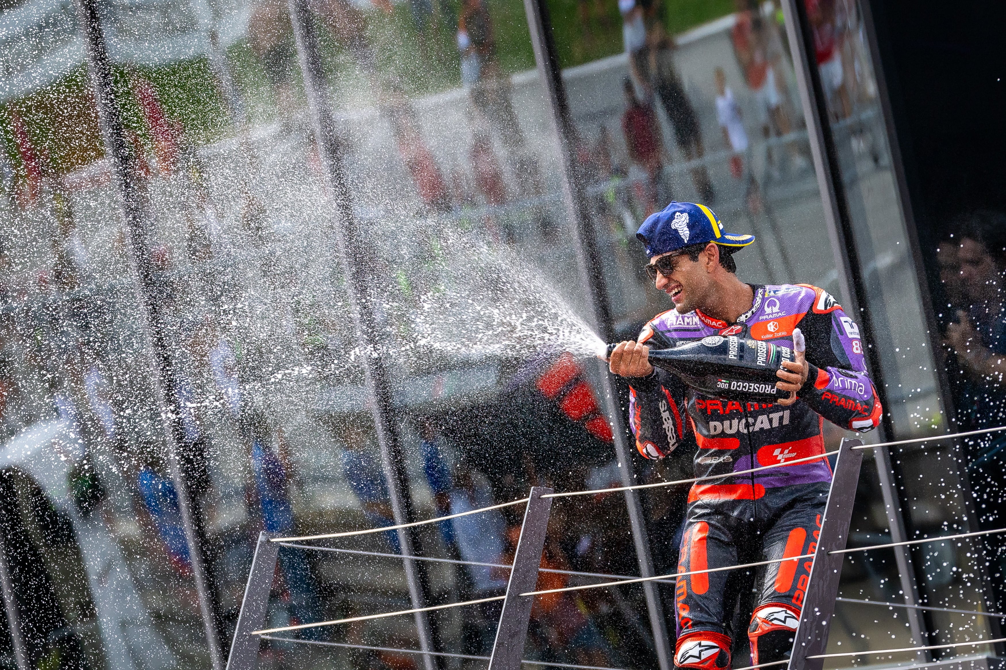 Spielberg (Austria) Second placed Jorge Martinduring the winner ceremony for the MotoGP of Austria  EFE/EPA/EXPA/JOHANN GRODER