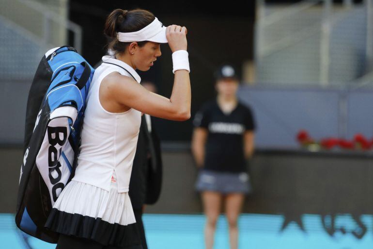 Garbiñe Muguruza, cabizbaja al finalizar el partido