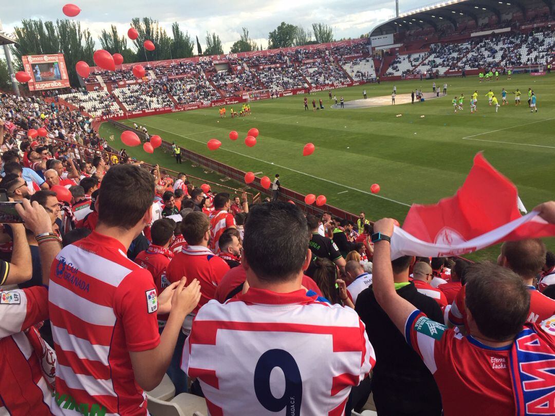 La afición del Granada CF en Albacete ante el encuentro con el equipo local de este 20 de mayo