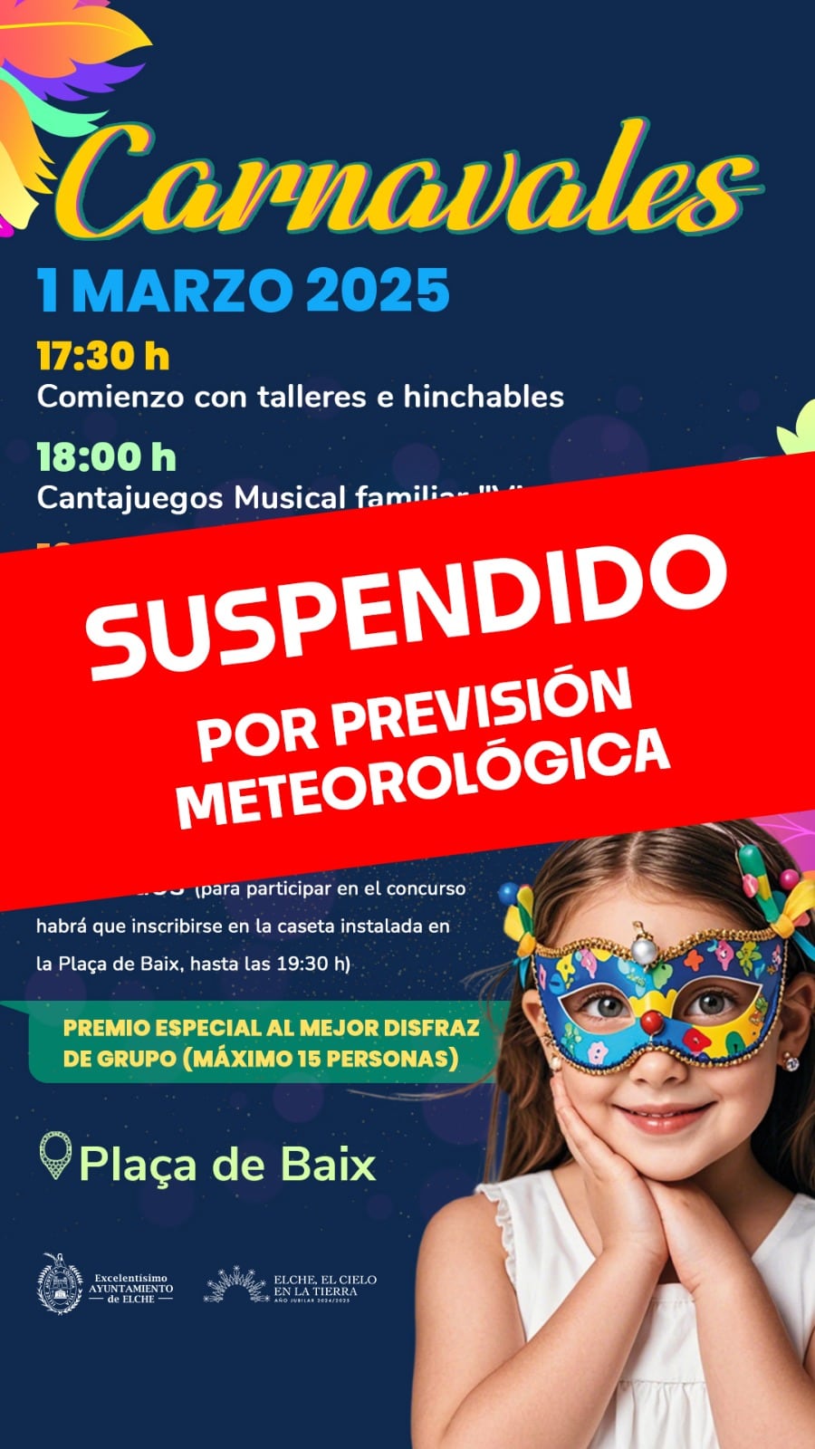 Suspenden el carnaval en Elche