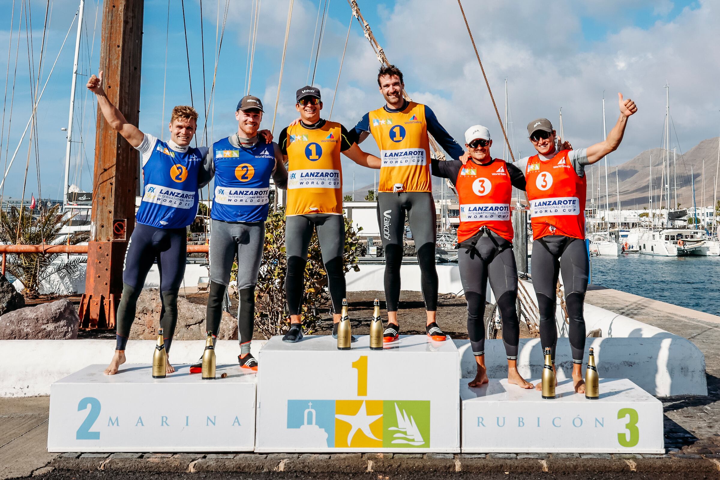 Podio del Mundial de 49er en Lanzarote.