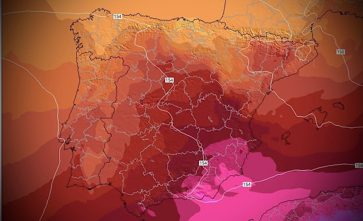 Mapa de temperaturas del 25 de julio