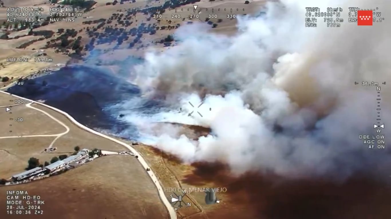 Un incendio quema 27 hectáreas de pasto en Colmenar Viejo