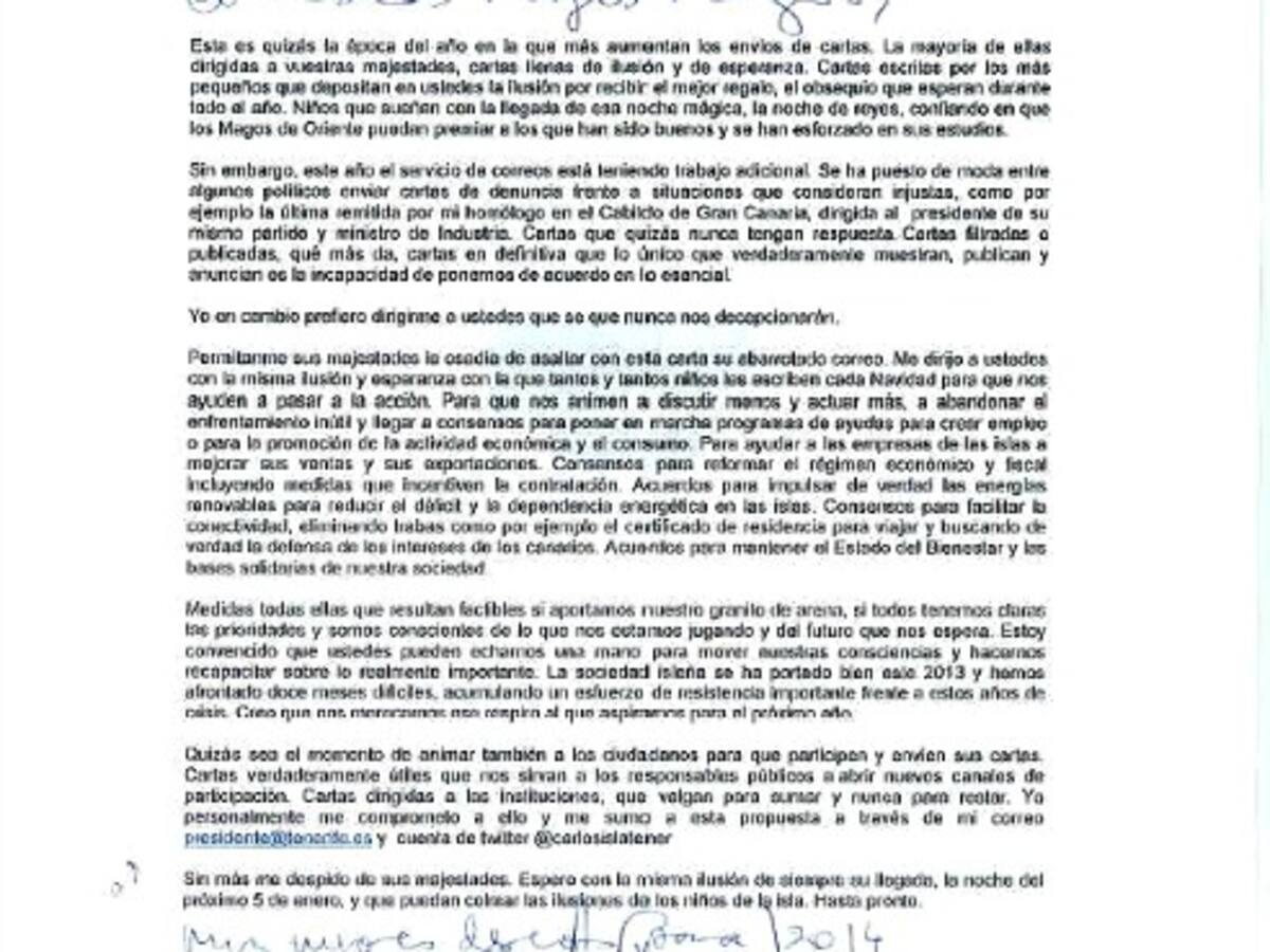 Carlos Alonso: "No me he querido reír de nadie con mi carta a los Reyes Magos"