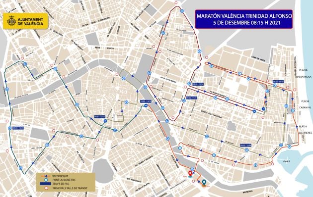 Alteraciones y desvíos en València por la celebración del Maratón