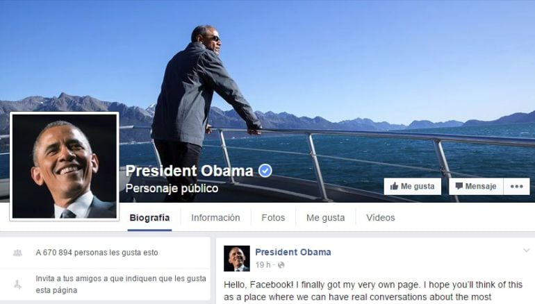 Página oficial del presidente de los Estados Unidos en Facebook.