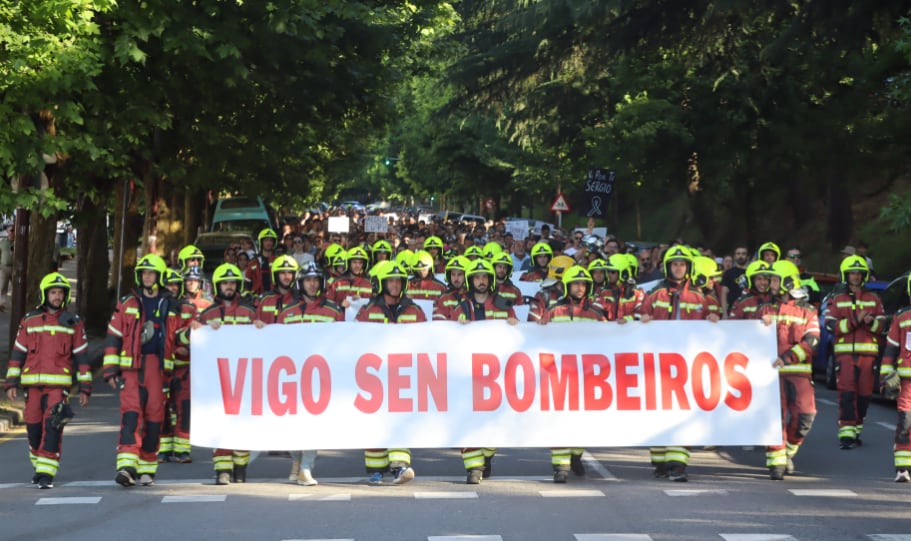 Imagen de archivo de una manifestación de Bomberos en Vigo.