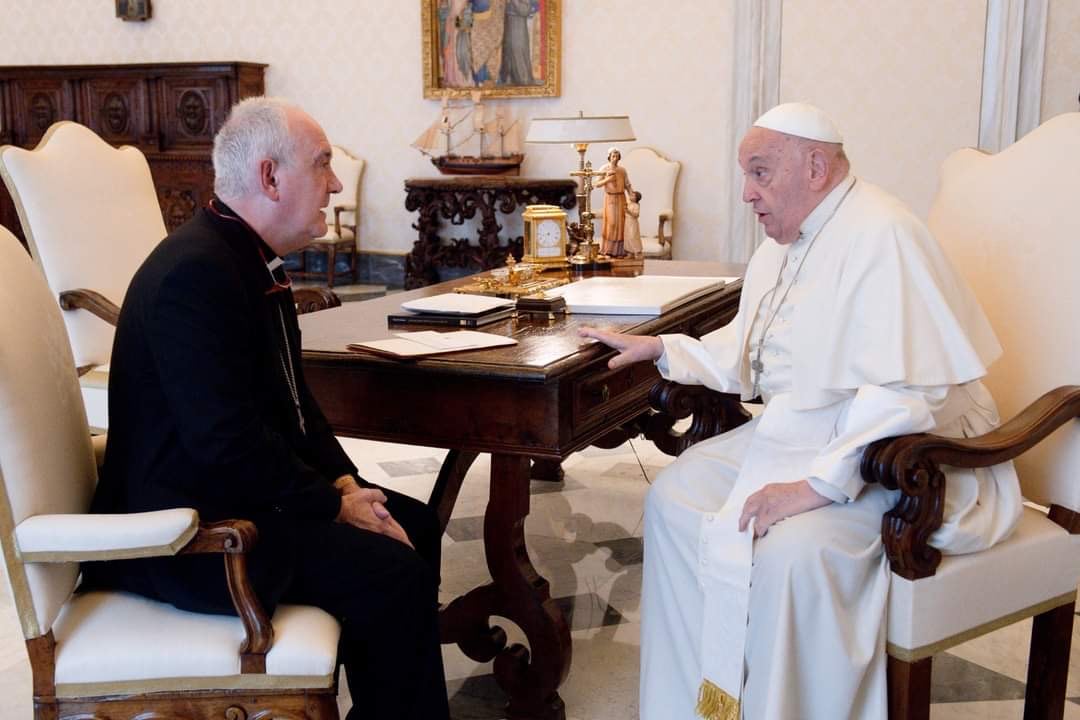 El papa Francisco y el obispo Ángel Pérez en un reciente encuentro. Foto: Diócesis Barbastro-Monzón