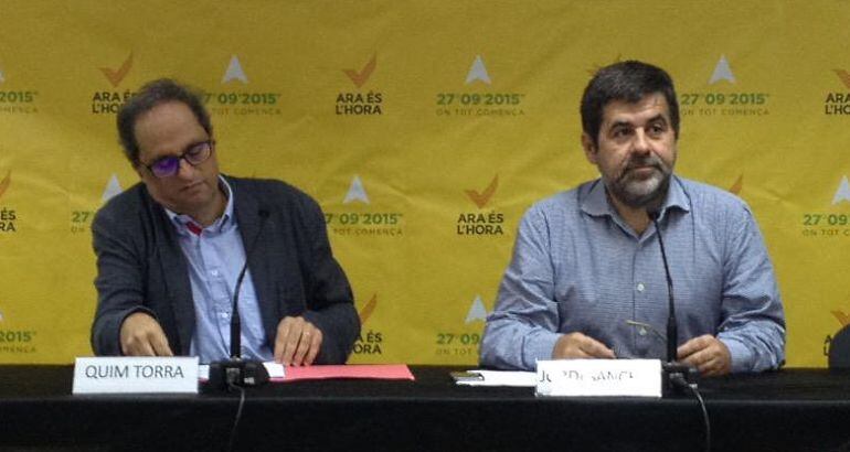 Els presidents d'Òmnium Cultural, Quim Torra i de l'ANC, Jordi Sànchez 