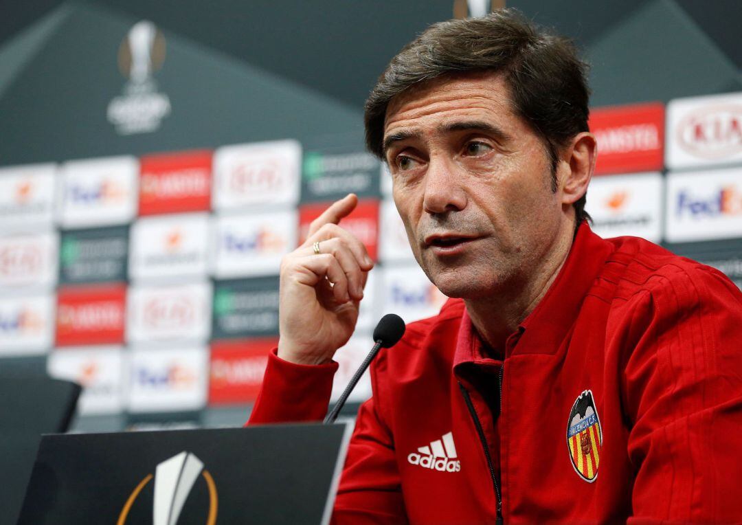 Marcelino, durante la rueda de prensa. 