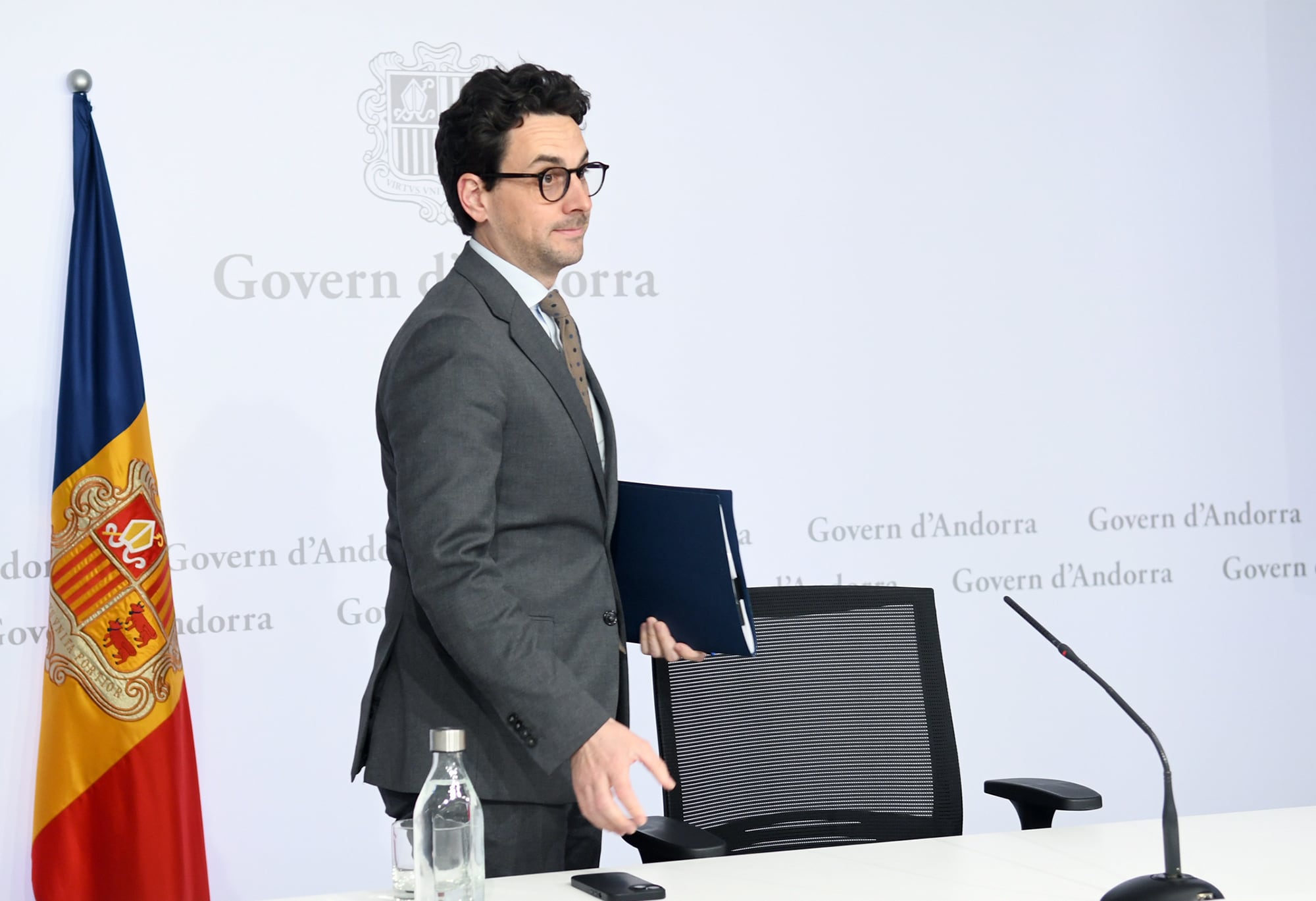 El ministre Portaveu, Guillem Casal, durant la roda de premsa posterior al Consell de Ministres