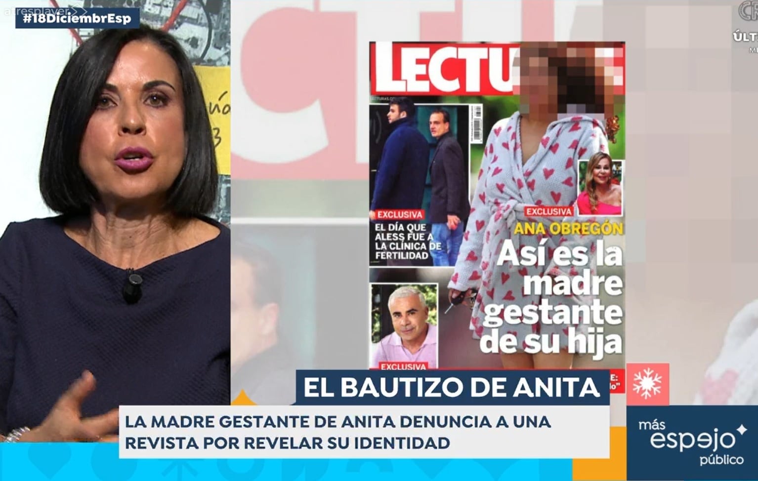 El programa &#039;Espejo Público&#039; de Antena 3 informa de la querella de la madre gestante de Anita contra la revista &#039;Lecturas&#039;