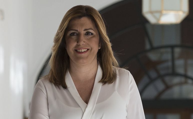 La presidenta de la Junta de Andalucía, Susana Díaz, a su llegada al Parlamento andaluz 