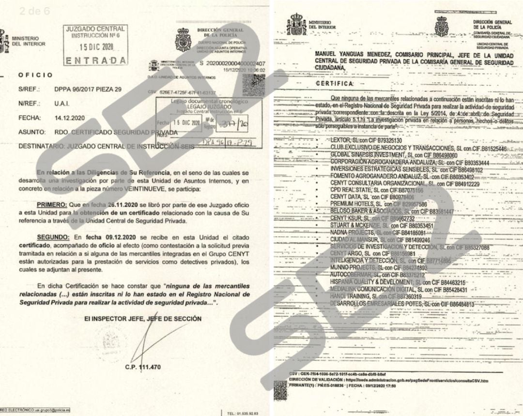 Documento al que ha tenido acceso la SER.