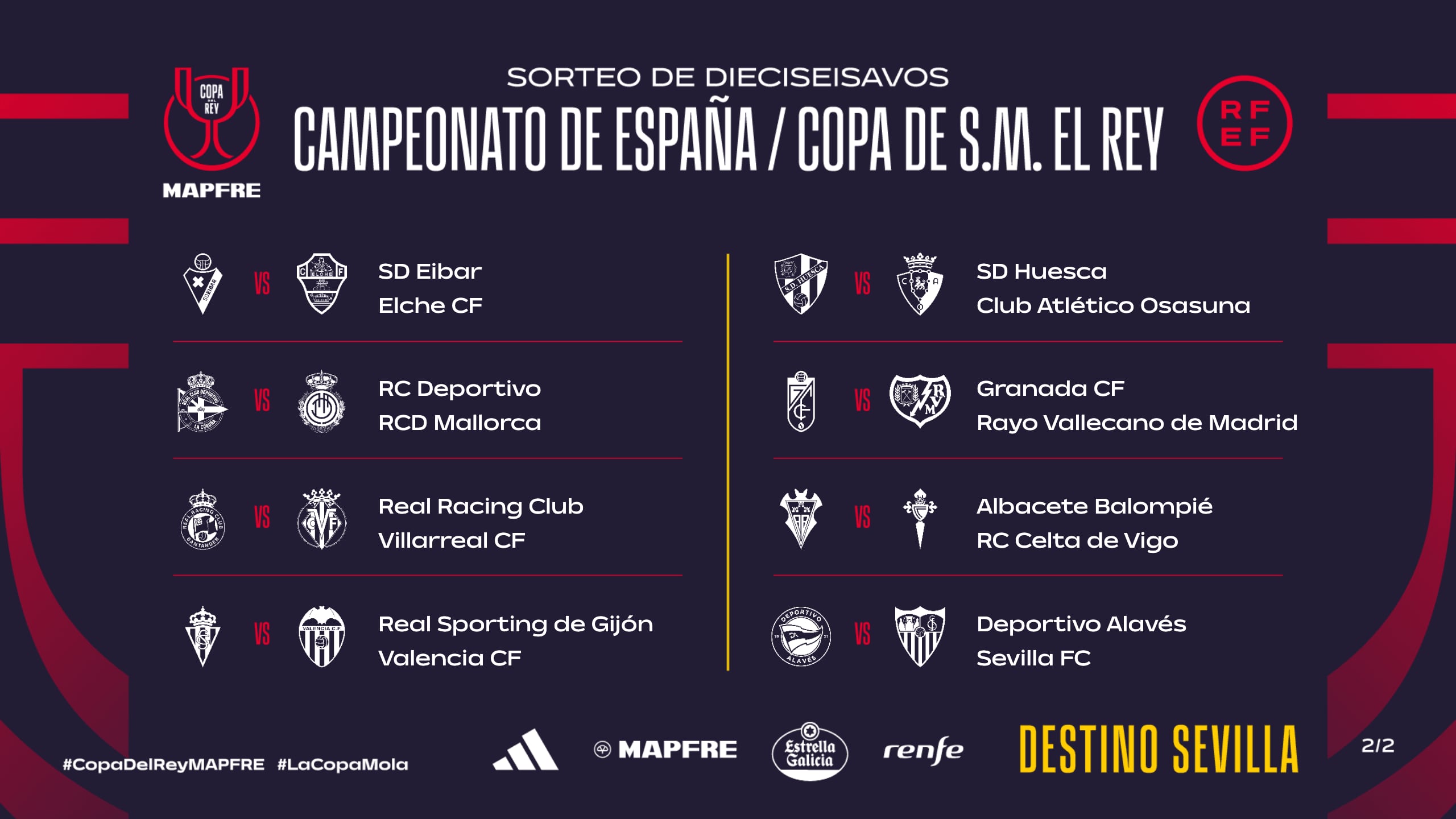 Sorteo de 1/16 de final de la Copa del Rey