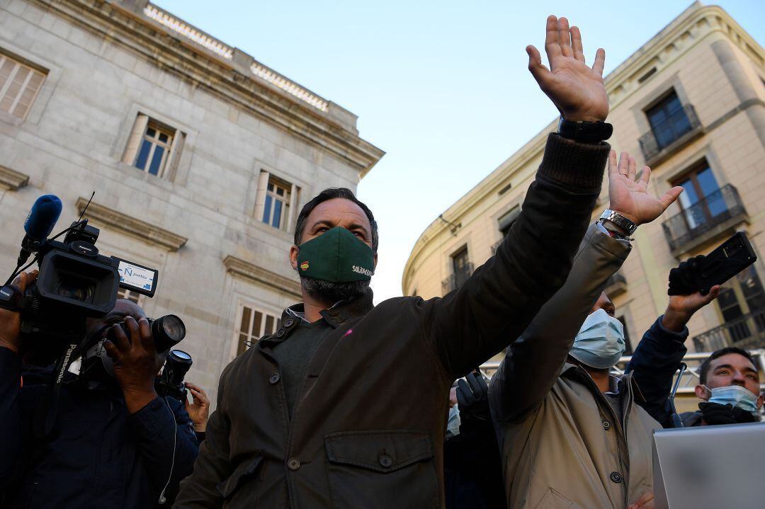 Santiago Abascal, durante el acto en Barcelona