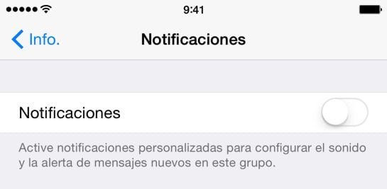 Opción para desactivar las notificaciones de WhatsApp en un iPhone