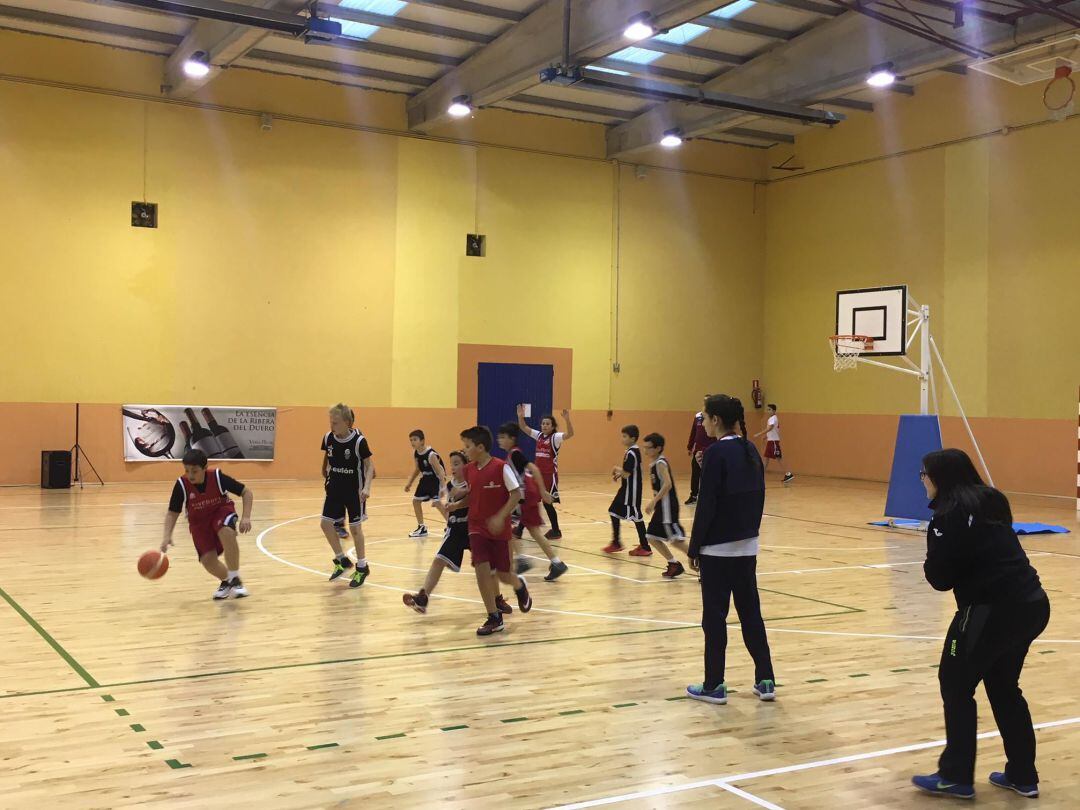 Varios jóvenes jugando a baloncesto en Peñafiel
