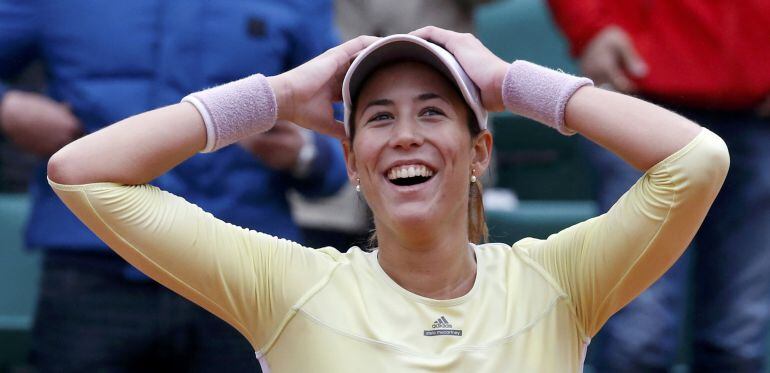 Muguruza celebra la victoria ante Sam Stosur