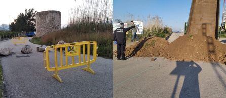 Grandes piedras y grandes camiones de tierra para blindar la playa de Xeraco