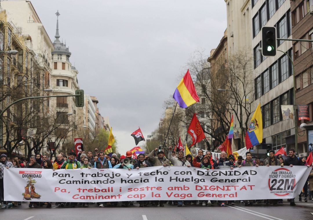 Imagen de las Marchas de la Dignidad de 2015 en Madrid antes de que empezaran los disturbios