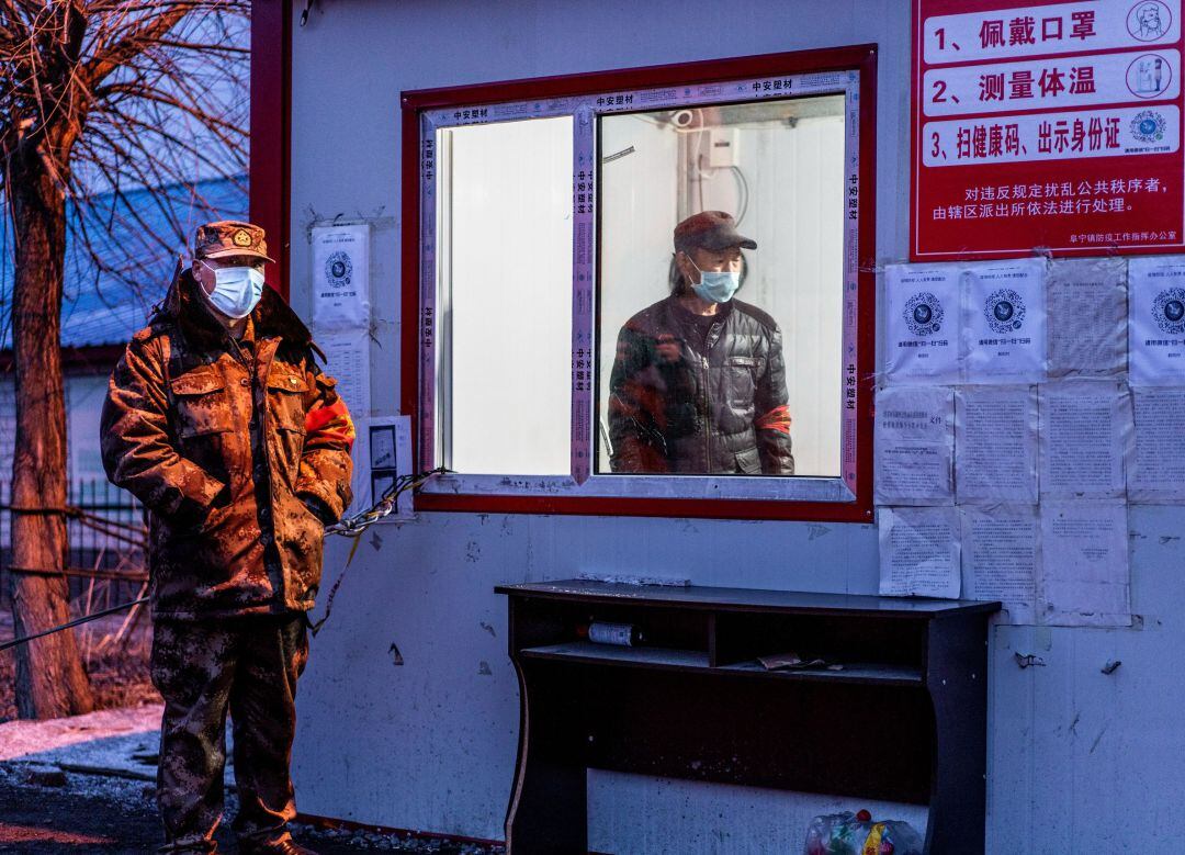 Puesto fronterizo en la ciudad de Harbin, China.