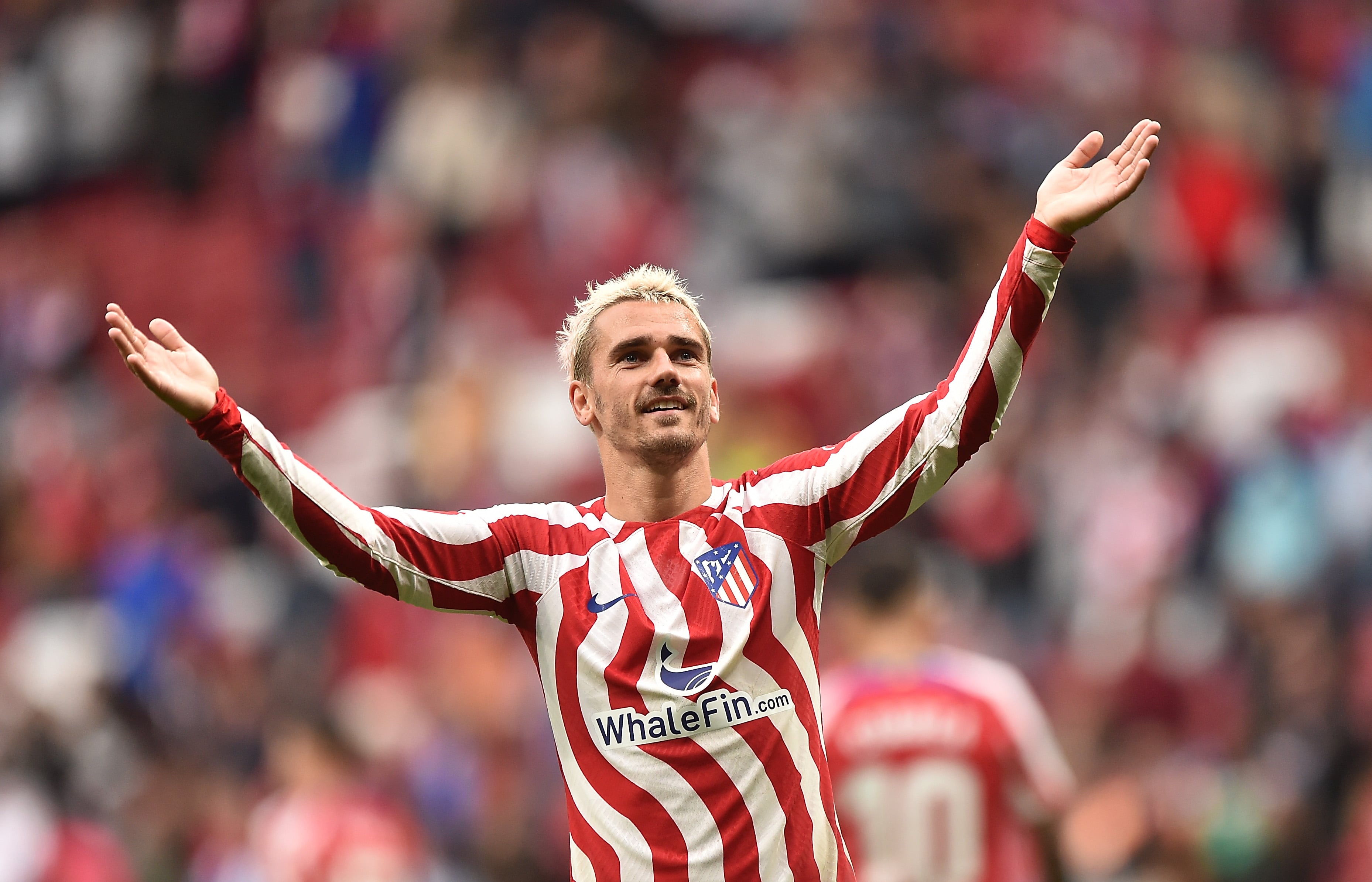 MADRID, SPAIN - MAY 28: Antoine Griezmann celebra un gol con el Atlético de Madrid. (Photo by Denis Doyle/Getty Images)