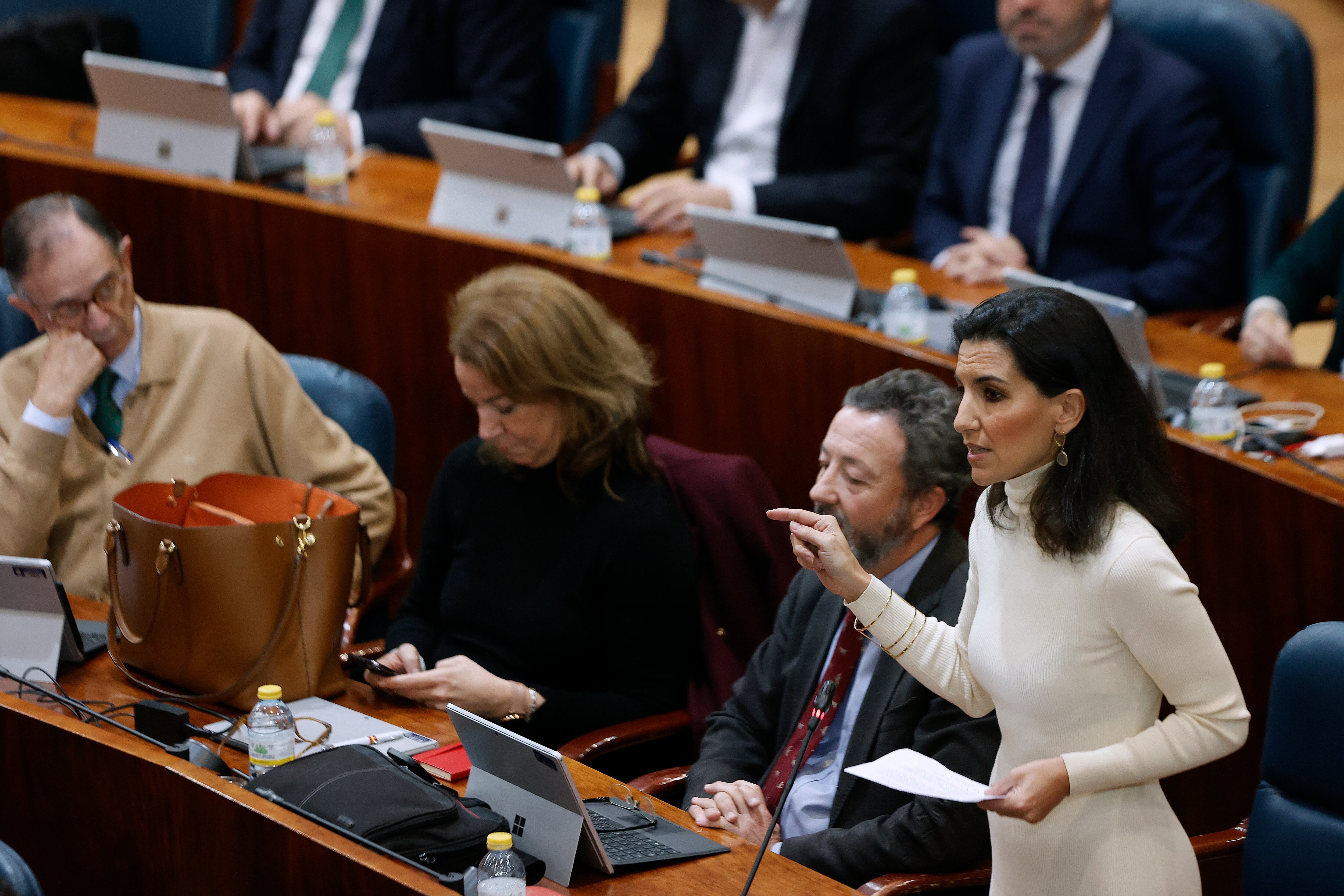 La líder de Vox en Madrid, Rocío Monasterio, interviene en el pleno de la Asamblea de Madrid este jueves