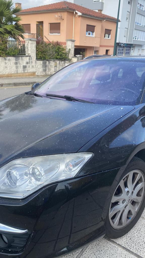 Coche cubierto de ceniza en Suances.