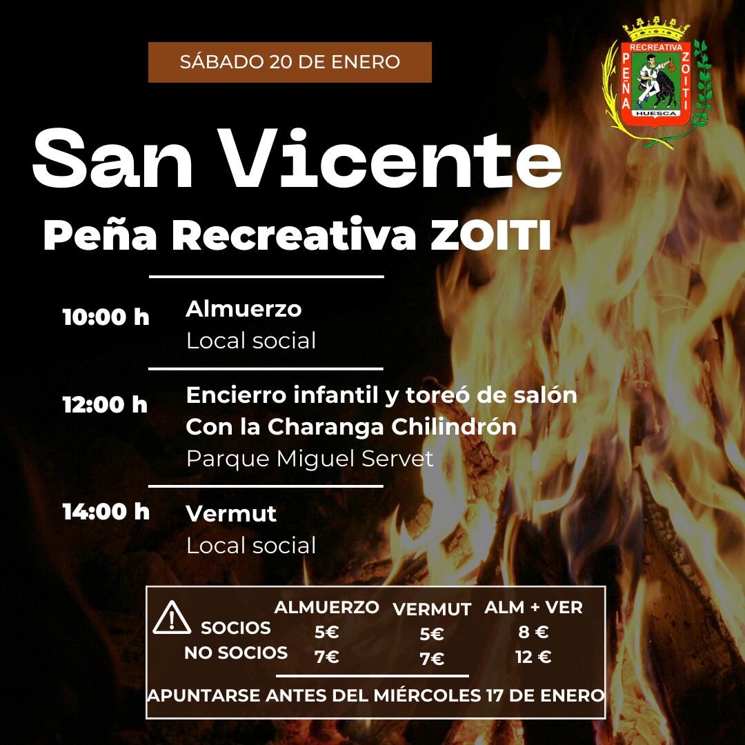 Cartel actividades Zoiti por San Vicente 2024