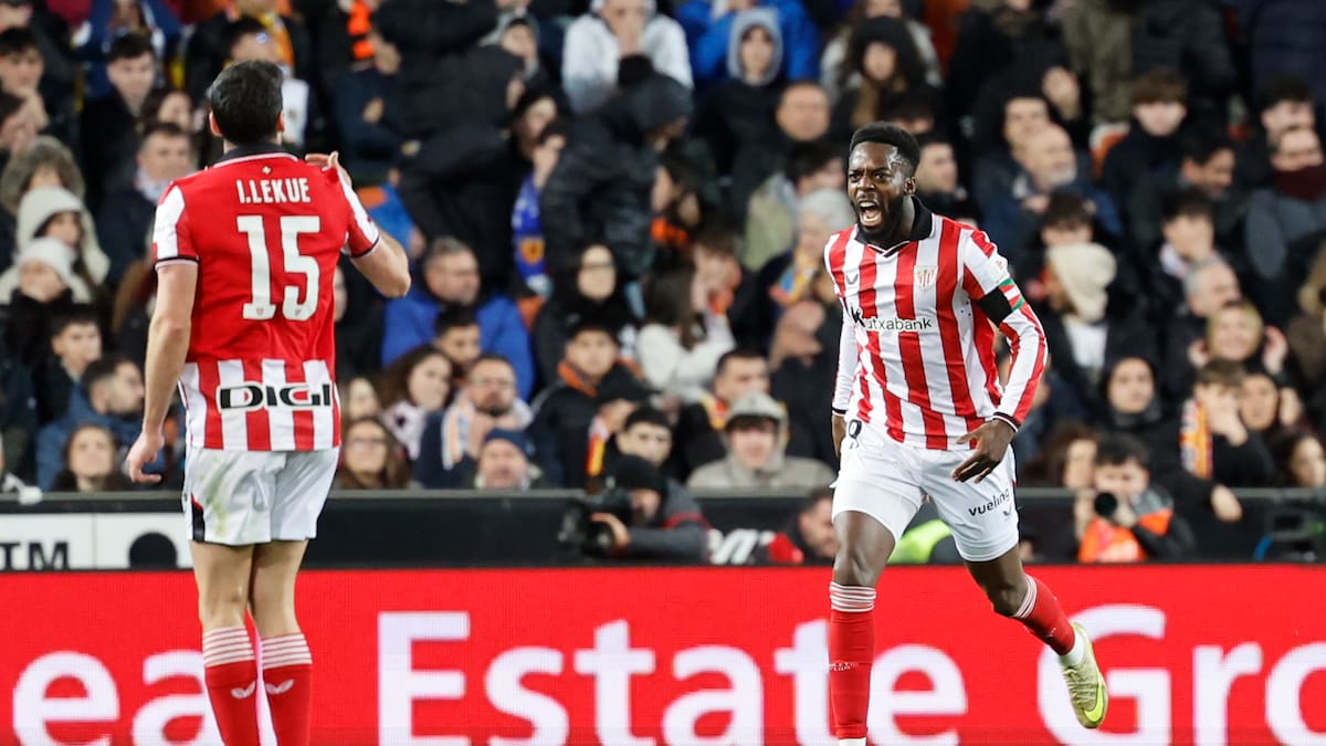 Valencia 1-2 Athletic: un gol de Iñaki Williams en el último minuto da el pase a semifinales a los rojiblancos