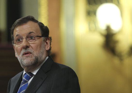 GRA481. MADRID, 24/02/2015.- El presidente del Gobierno, Mariano Rajoy, durante una de sus intervenciones en la sesión de tarde de la primera jornada del vigésimo quinto debate del estado de la nación, la cita parlamentaria anual más importante del año, q