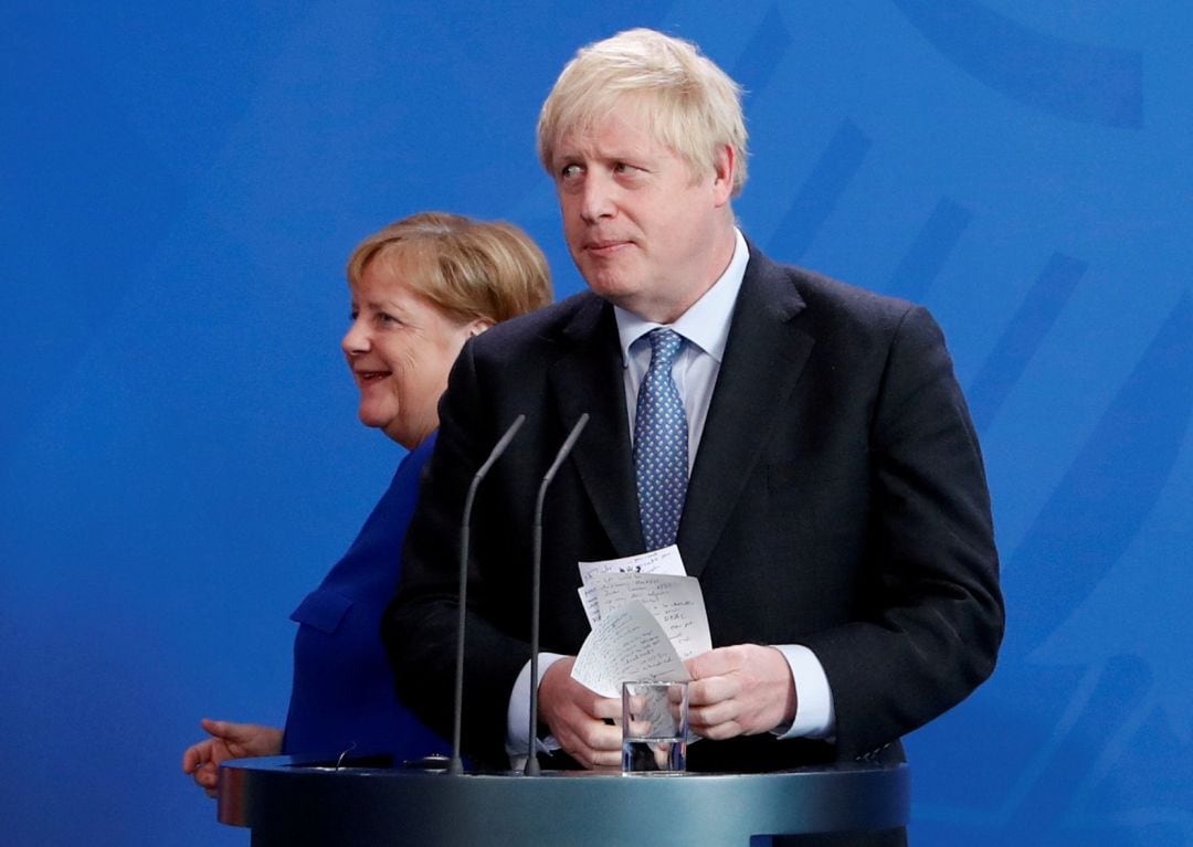 Boris Johnson el pasado 21 de agosto en Berlín, donde se reunió con Angela Merkel