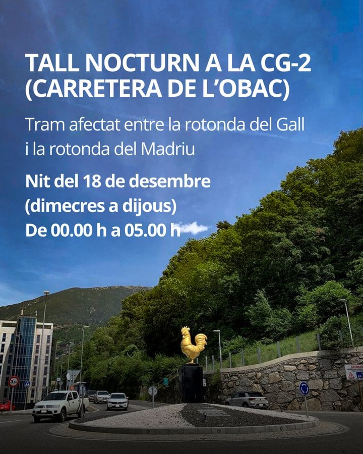 Avís de tall nocturn de la carretera de l'Obac