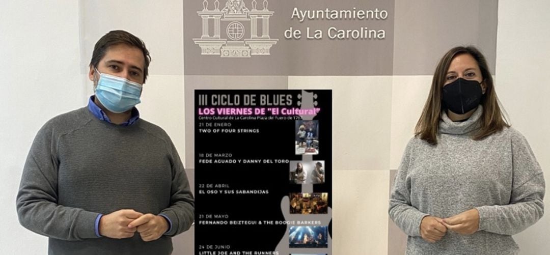 La alcaldesa de La Carolina, Yolanda Reche, y el concejal de Cultura, Marcos Antonio García, han presentado el III Ciclo de Blues “Los viernes de ‘El Cultural’.