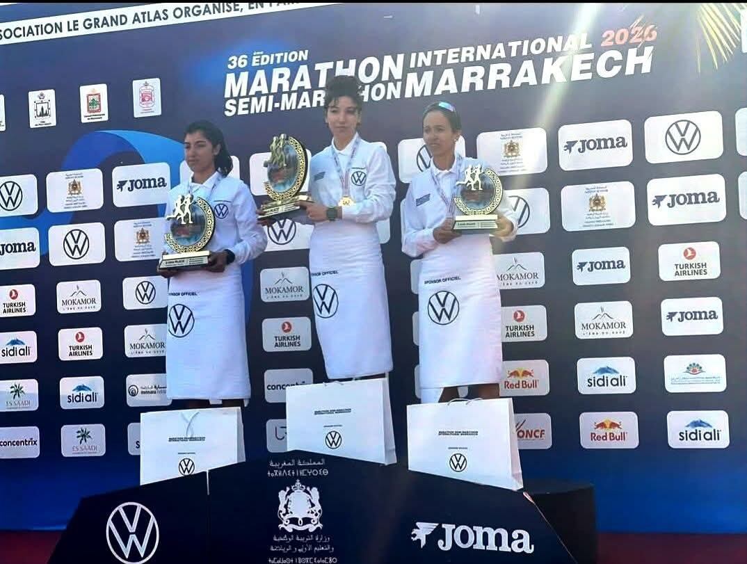 La atleta del Trops-Cueva de Nerja Nazha Macrouch, tercera en la Media Maraton Internacional de Marrakech